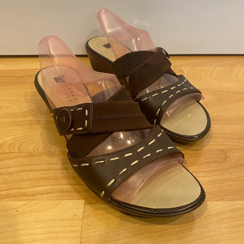 Women’s Carole Little Brown & Beige Slide On Wedge Heels - Size 8M